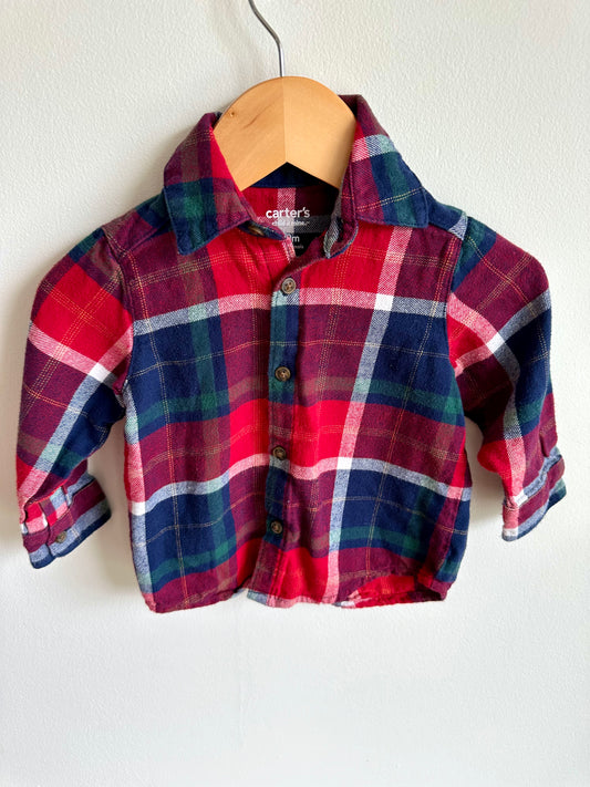 Plaid Flannel Top / 6-9m