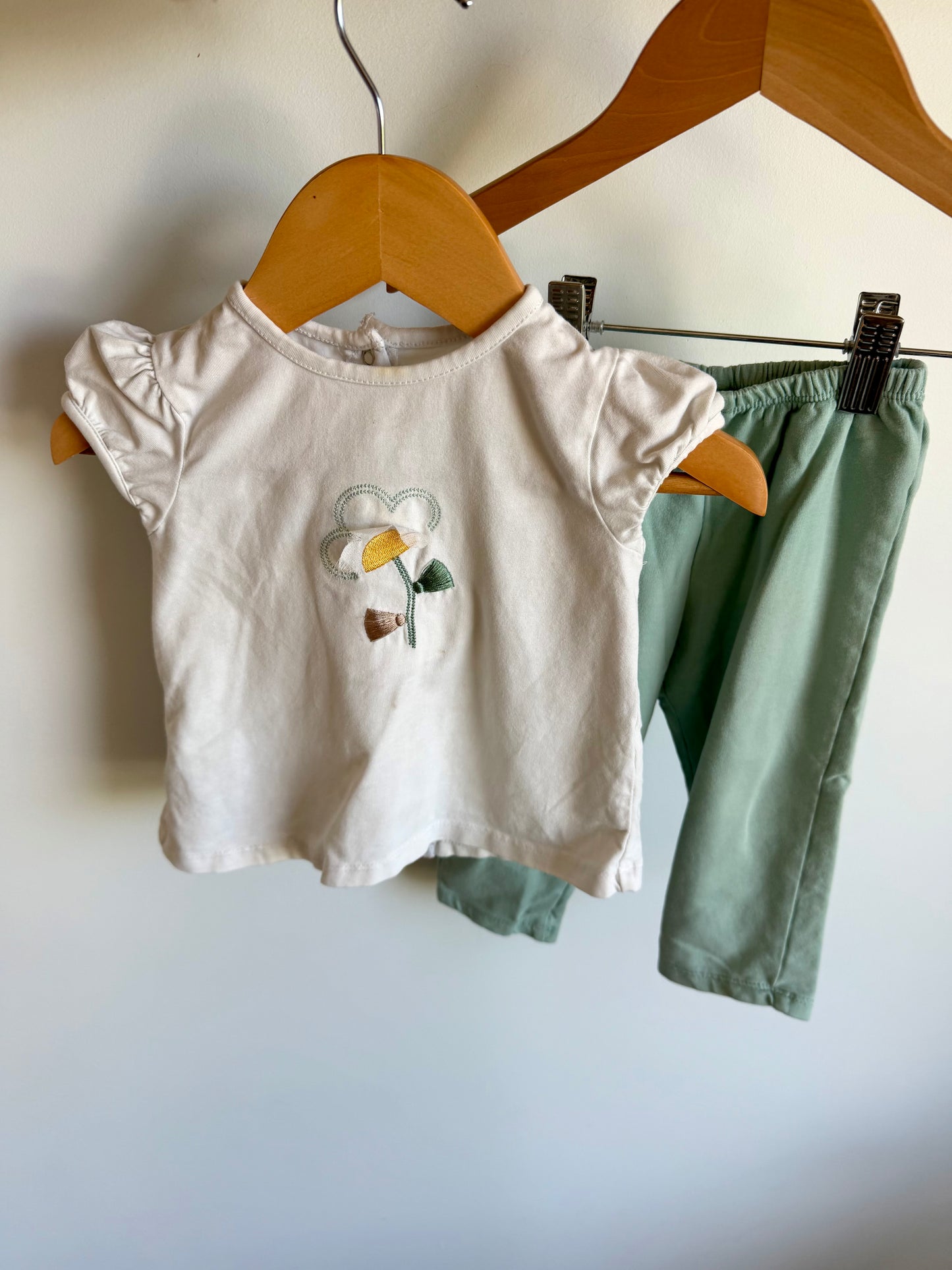 Mayoral Floral Top + Sage Pants Set (PLAY) / 12m