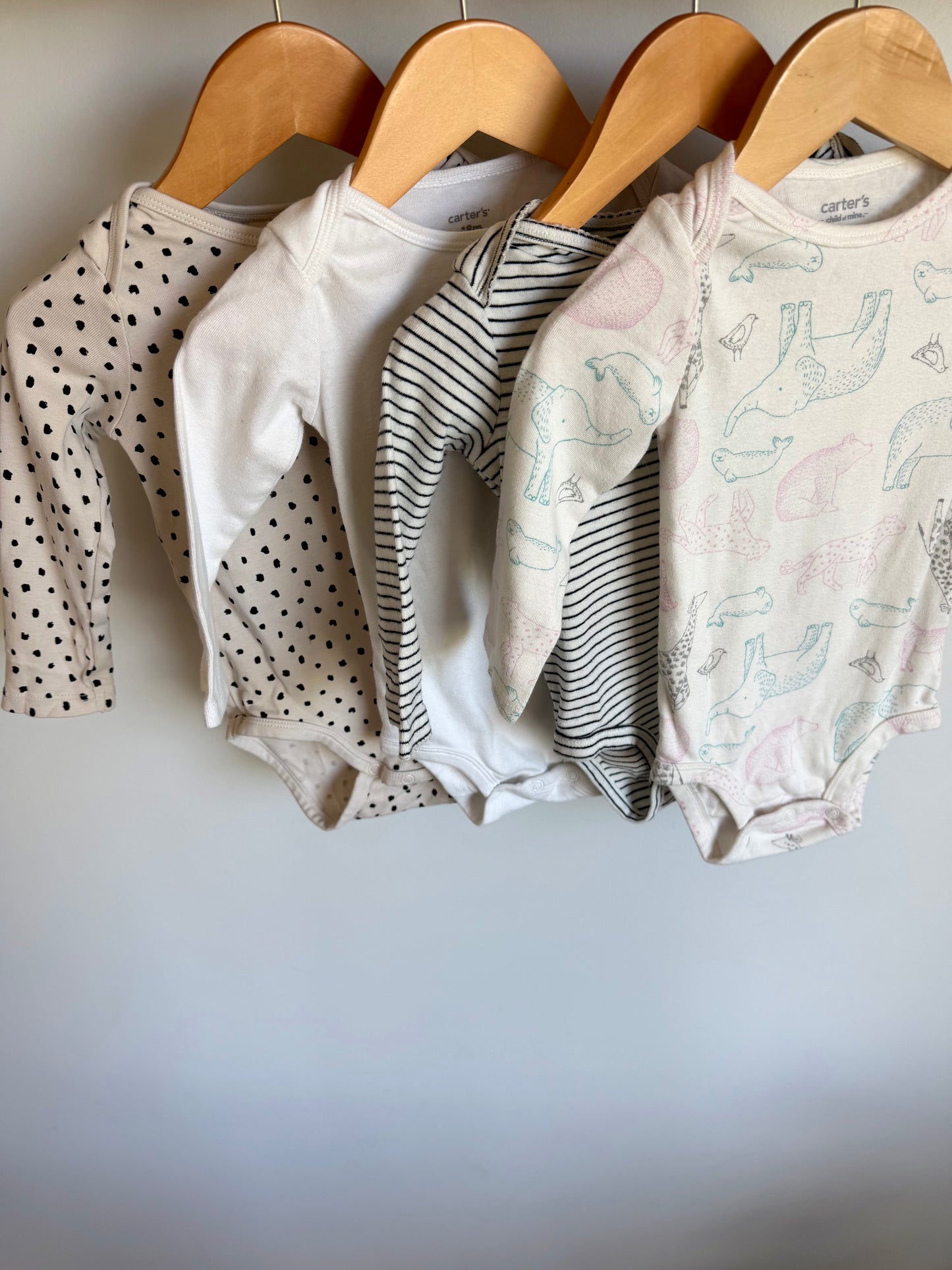 Set of 4 Long Sleeve Bodysuits / 18m