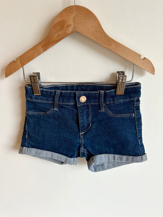 Dark Denim Fold Over Shorts / 2-3T