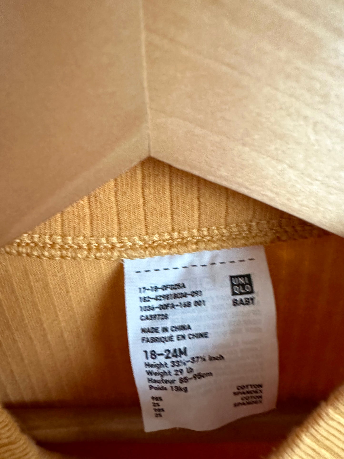 Marigold Ribbed Long Sleeve Top / 18-24m