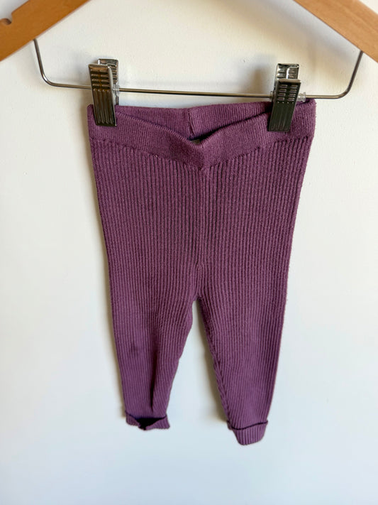 Viscose Plum Ribbed Pants / 12-18m