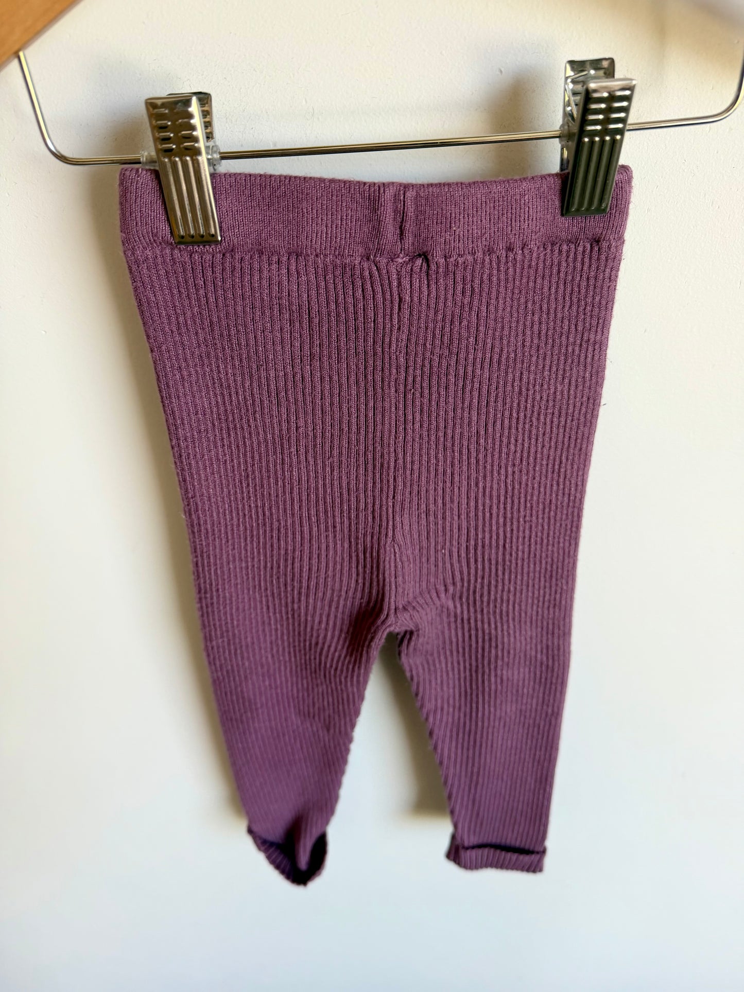 Viscose Plum Ribbed Pants / 12-18m