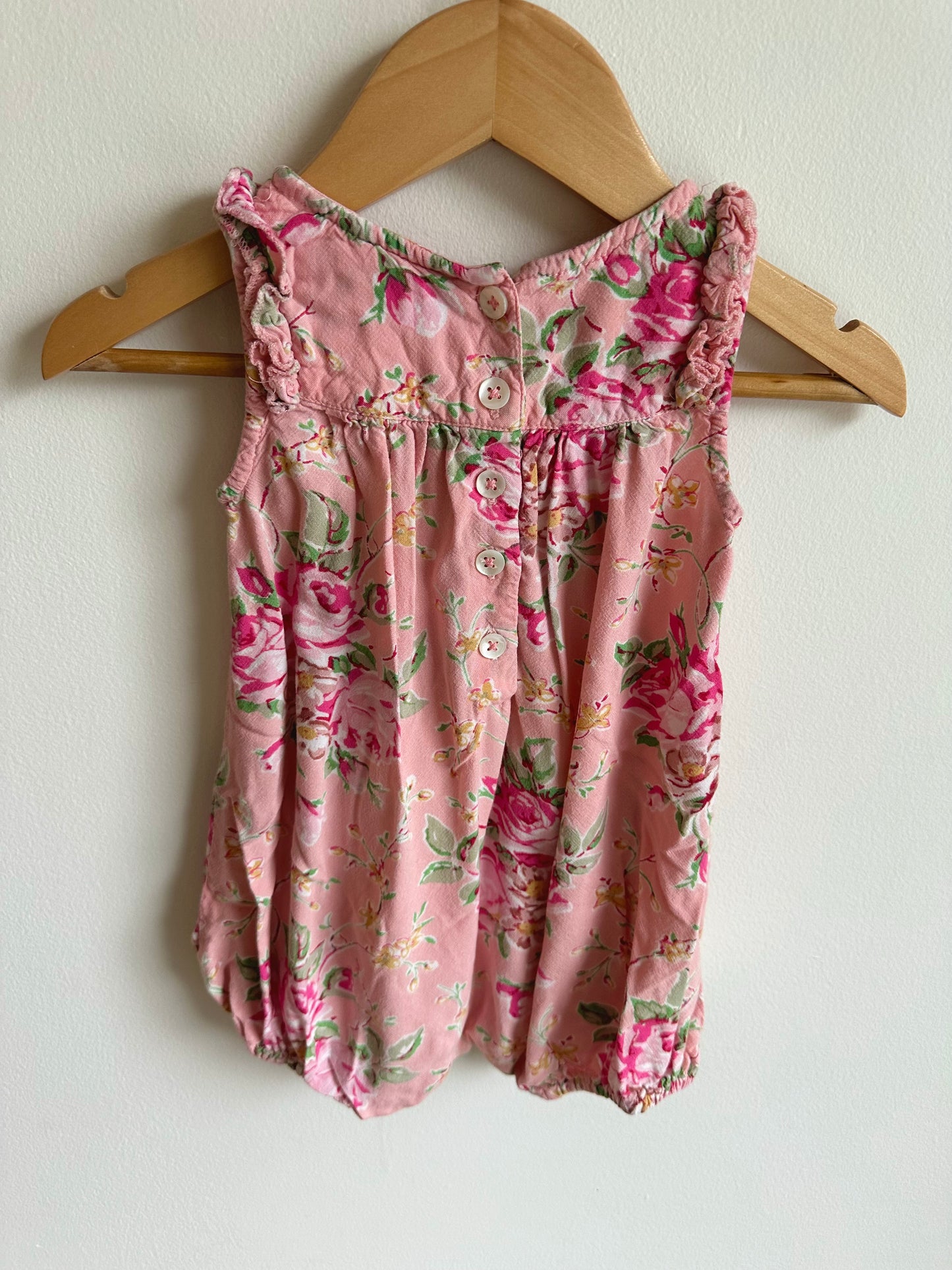 Pink Rose Romper / 6-12m