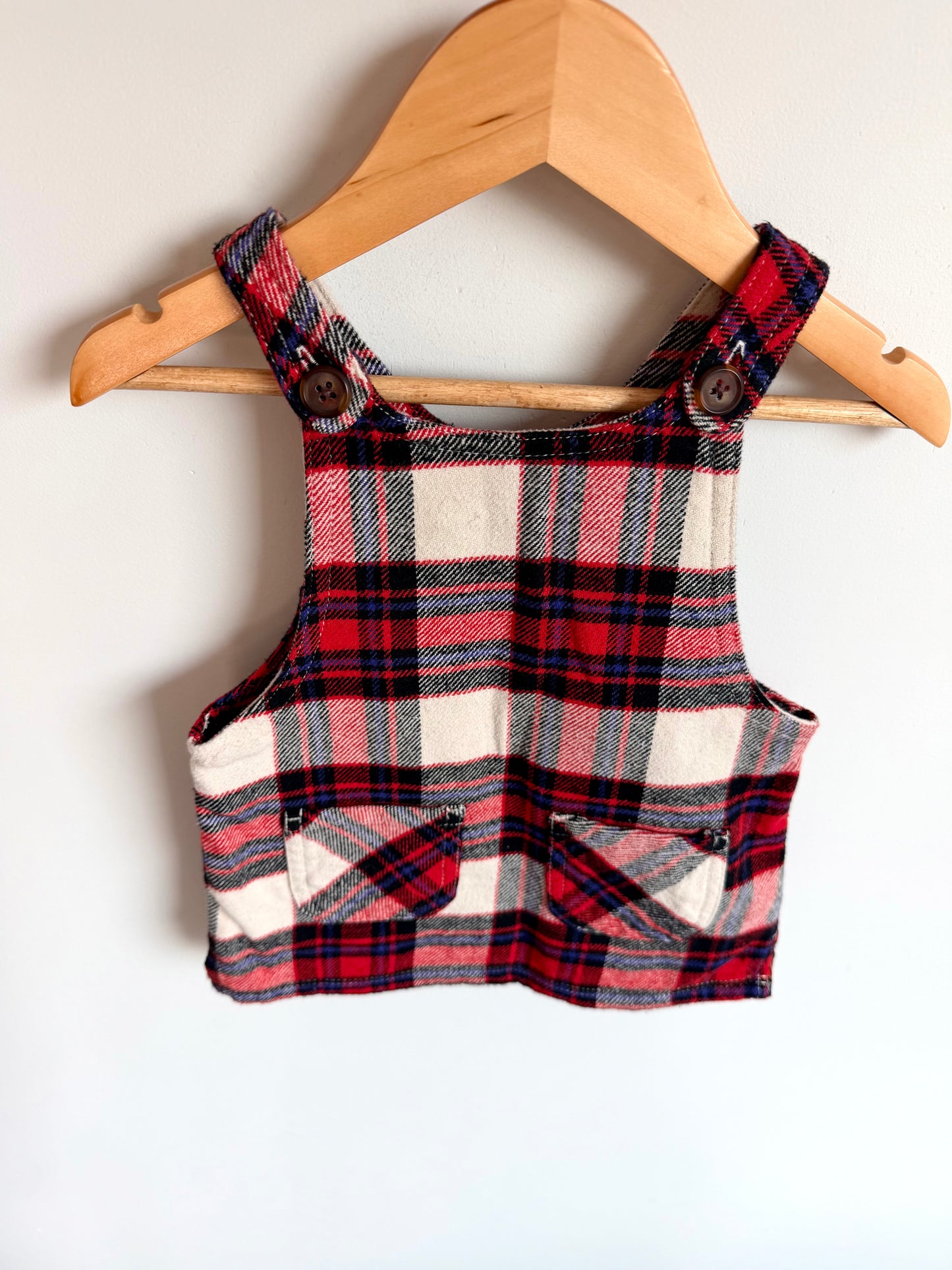 Tartan Overall Pocket Dress / 6-12m