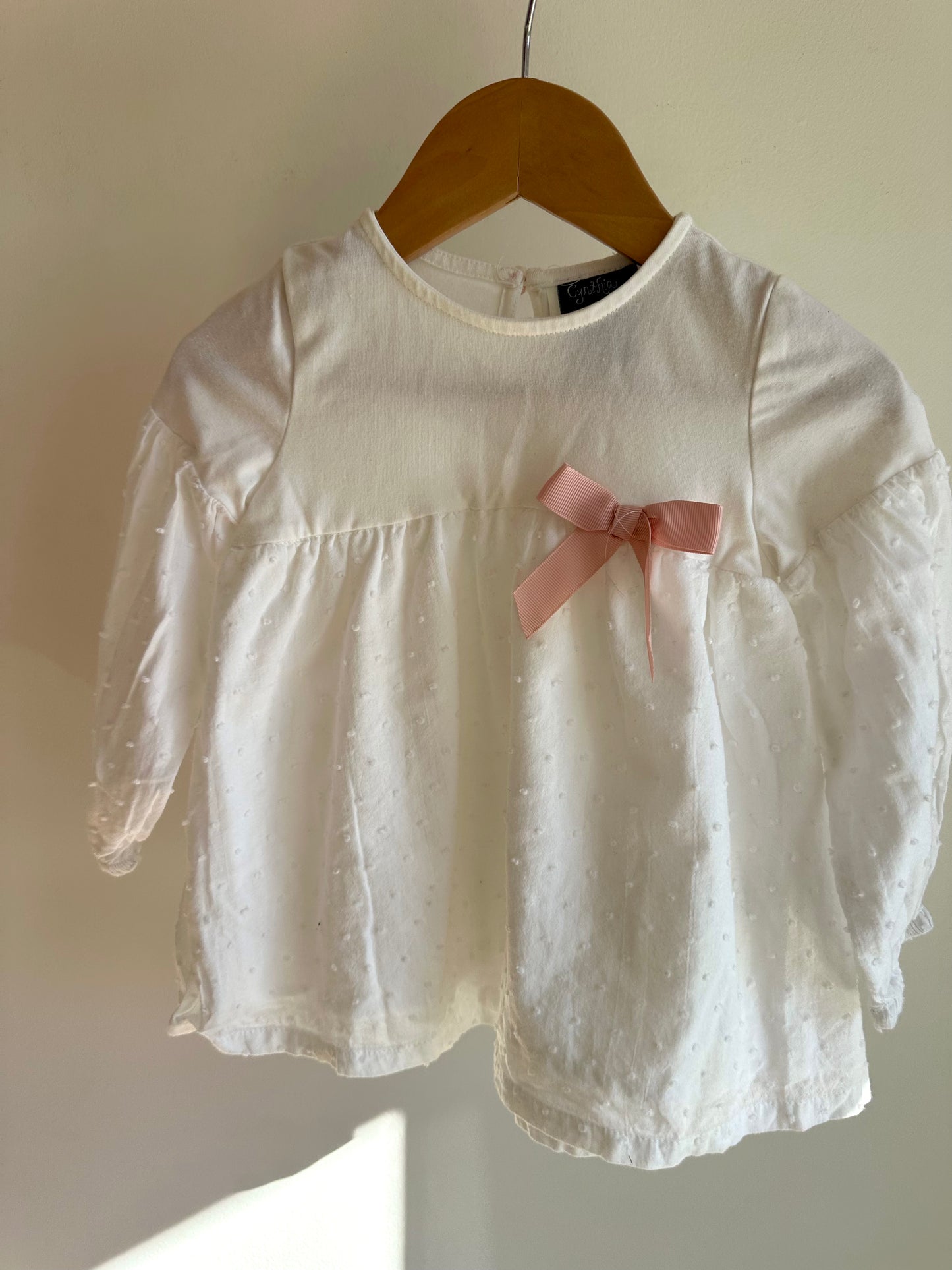 White Tunic with Pink Bow / 2T