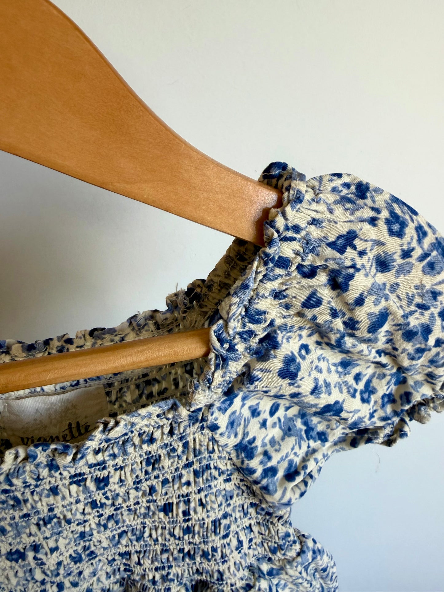 Blue Floral Ruched Dress / 18-24m