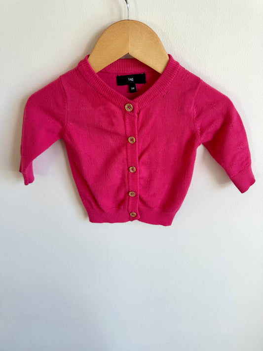 Pink Eyelet Cardigan / 3m
