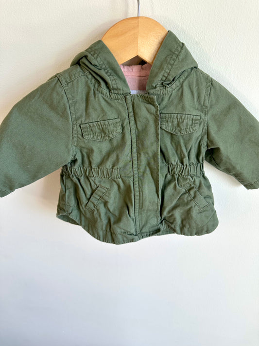 Olive Hooded Coat / 0-3m
