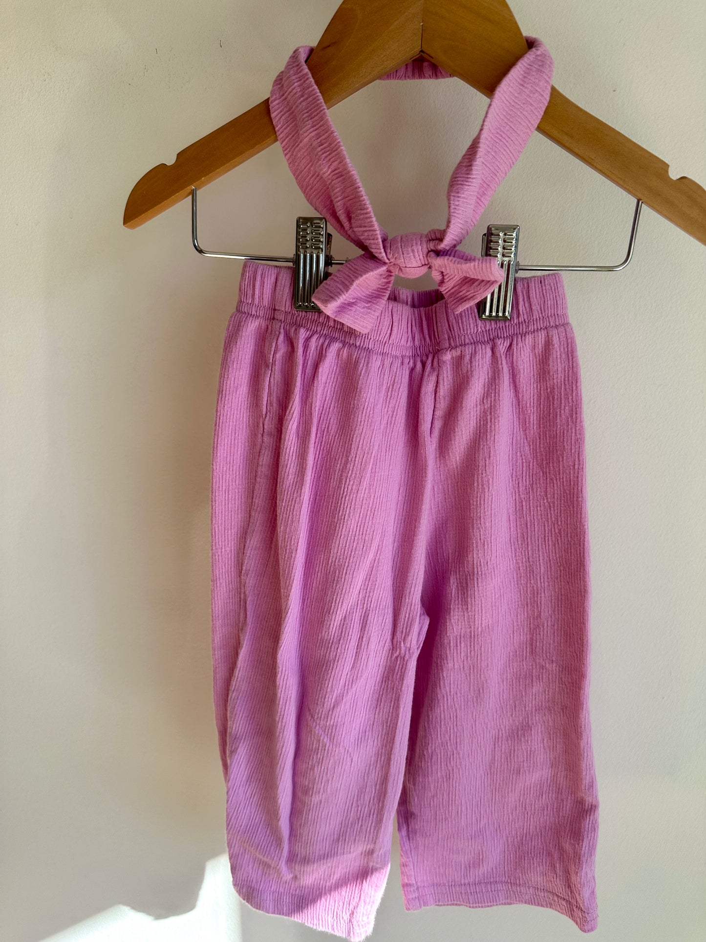 Pink Headband + Wide Leg Pants Set / 12-18m