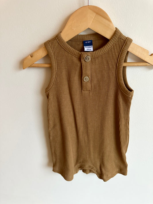 Brown Ribbed Romper / 12-18m