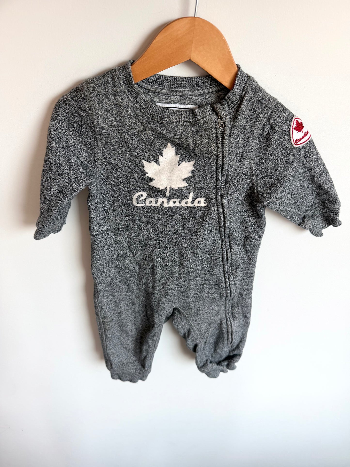 Canada Grey Zipper Jumpsuit / 6-12m