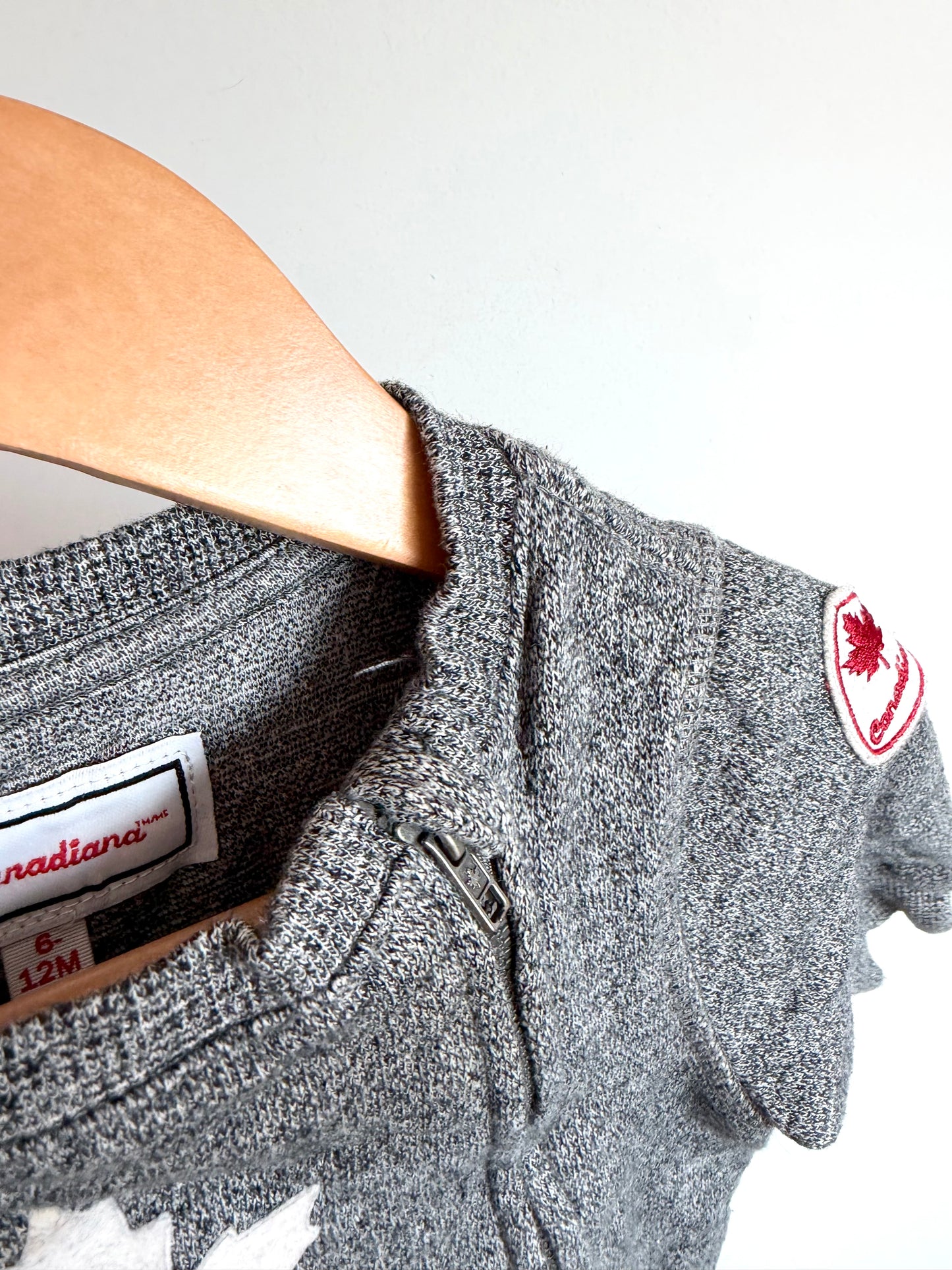 Canada Grey Zipper Jumpsuit / 6-12m