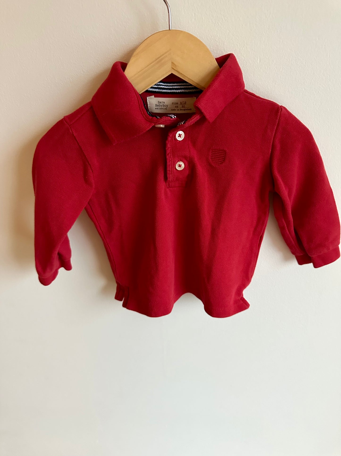 Red Collared Long Sleeve / 9-12m