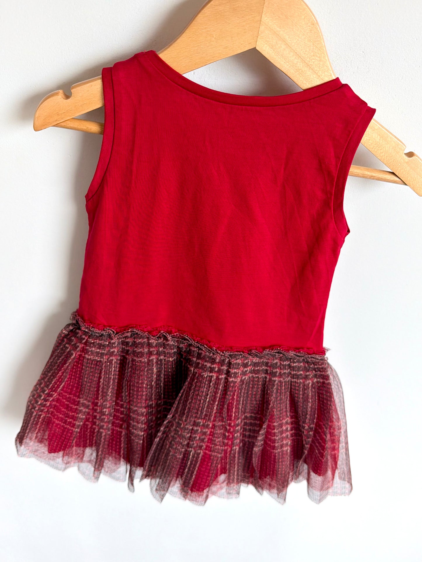 Mayoral Red + Plaid Tulle Dress / 2T