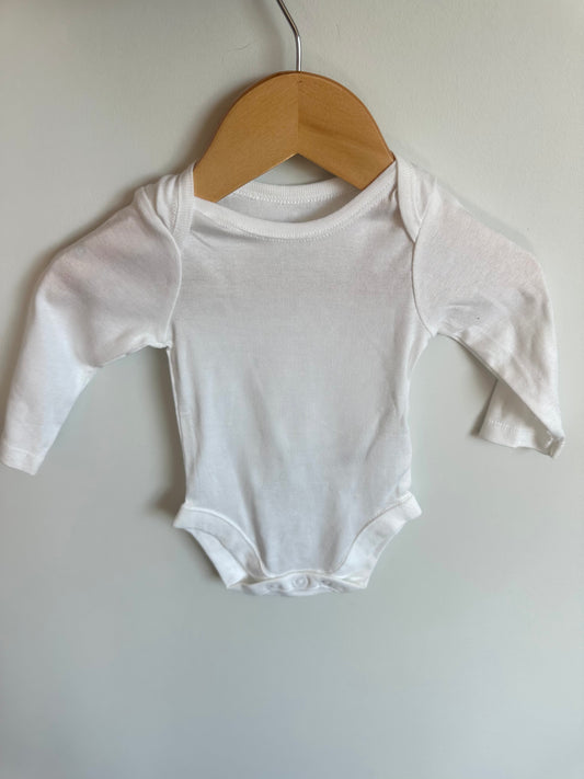 White Long Sleeve Bodysuit / 0-3m