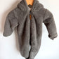 Bear Fuzzy Fold Over Hands Bunting Suit / 9m