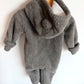 Bear Fuzzy Fold Over Hands Bunting Suit / 9m