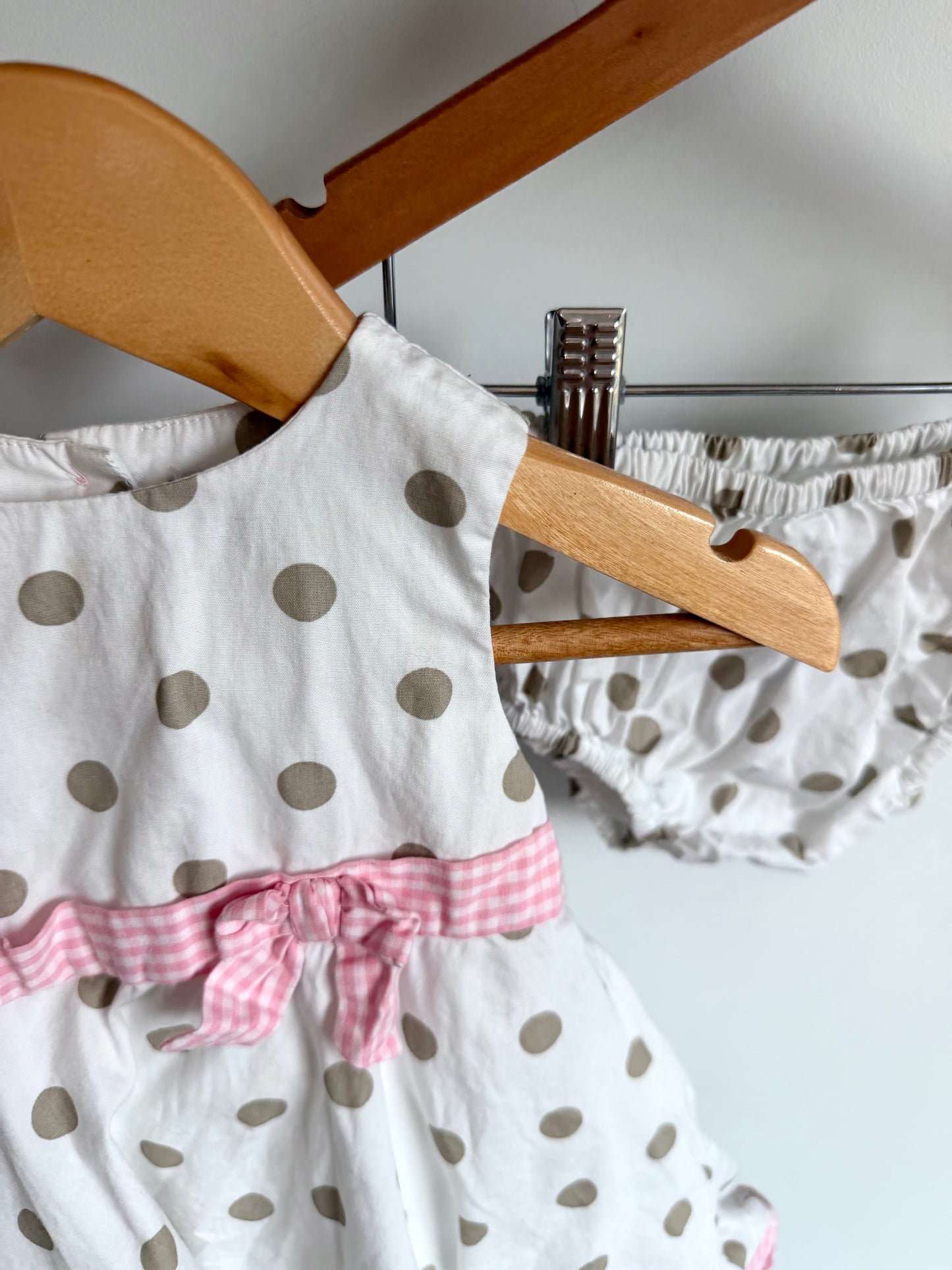 Polka Dot Lined Dress + Bloomers / 6m