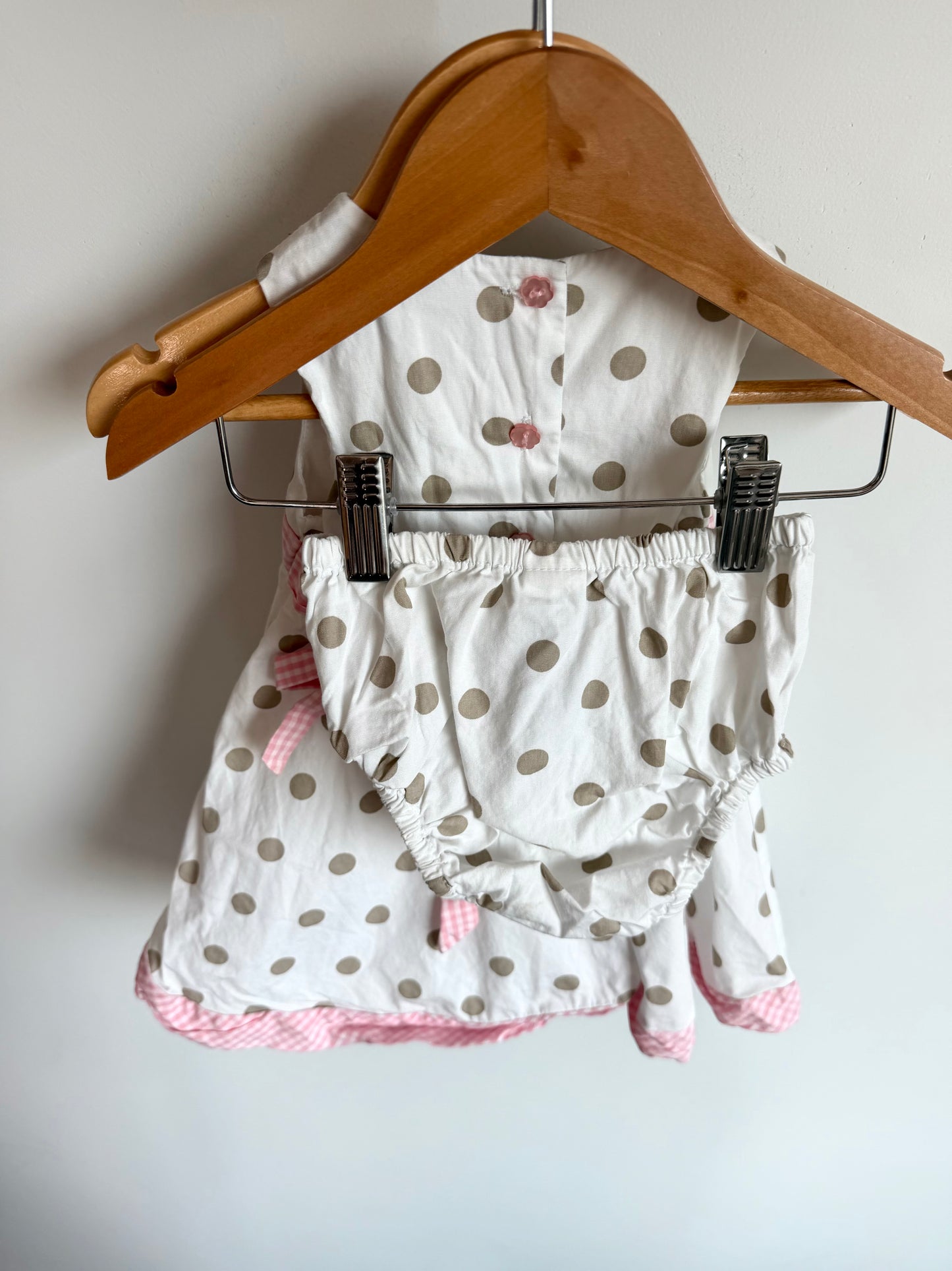 Polka Dot Lined Dress + Bloomers / 6m
