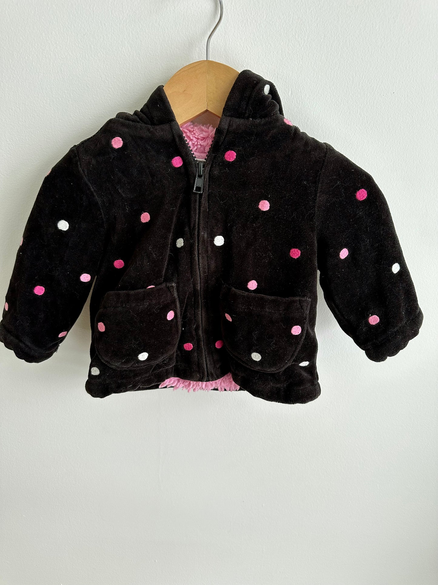 Fleece Black Polka Dot Sweater / 6-12m