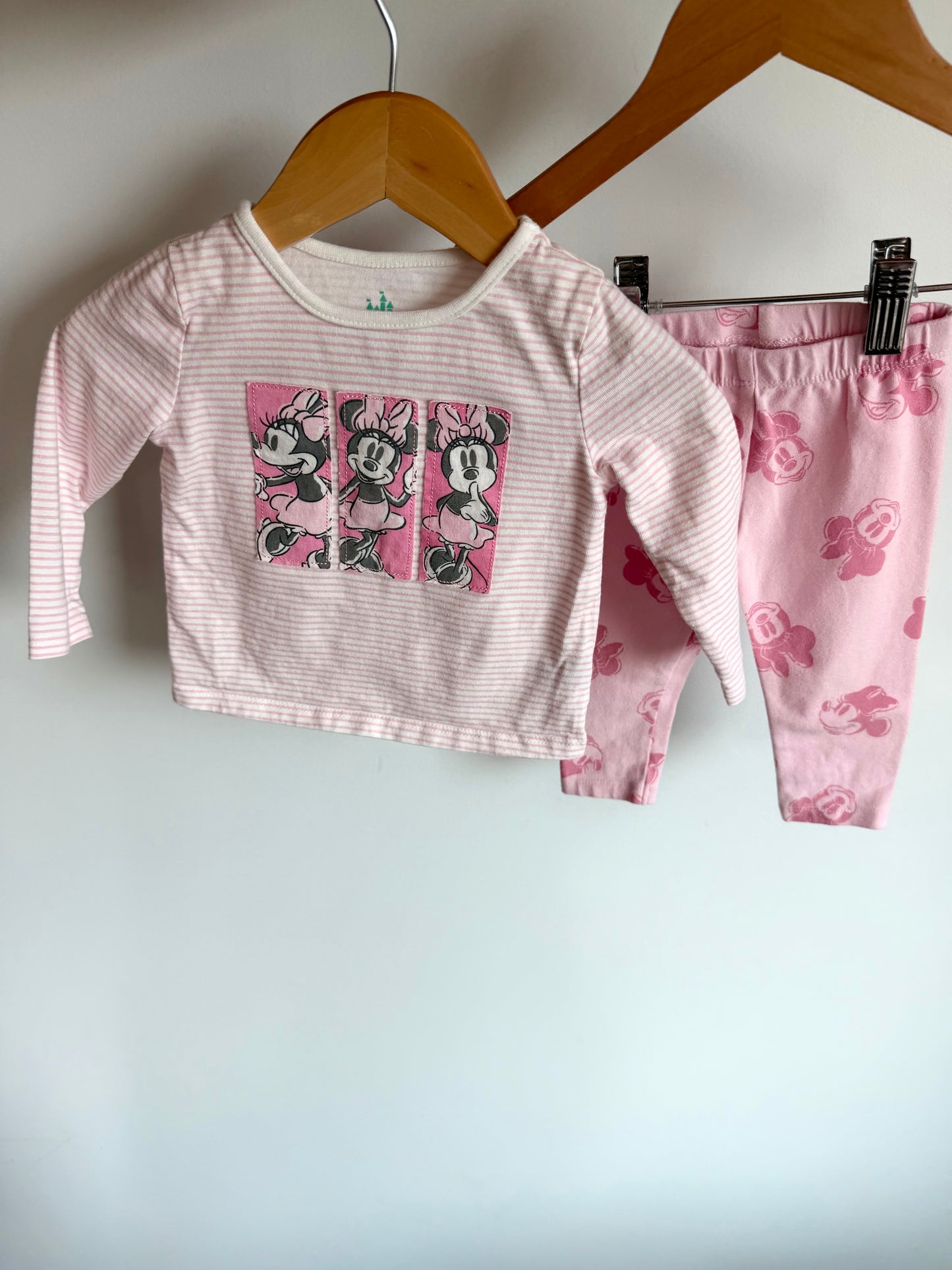 Minnie Mouse Striped Pink Top + Pants Set / 9m