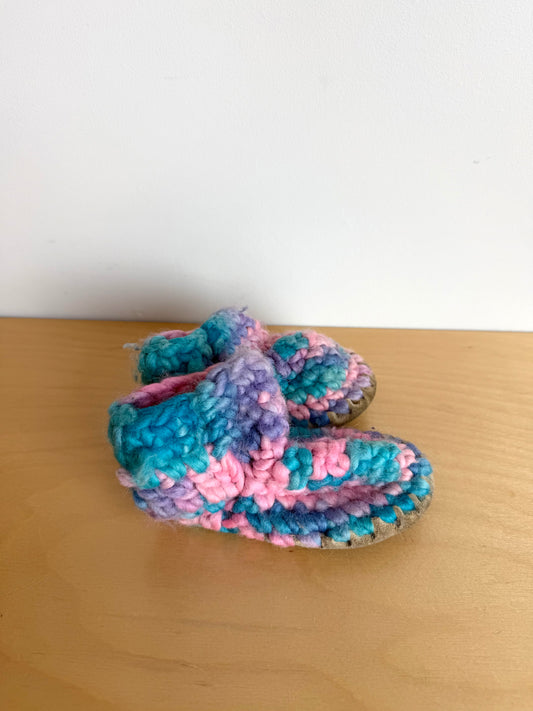 Handmade Colorful Knit Slippers / Size 4 Toddler? (No Shipping)