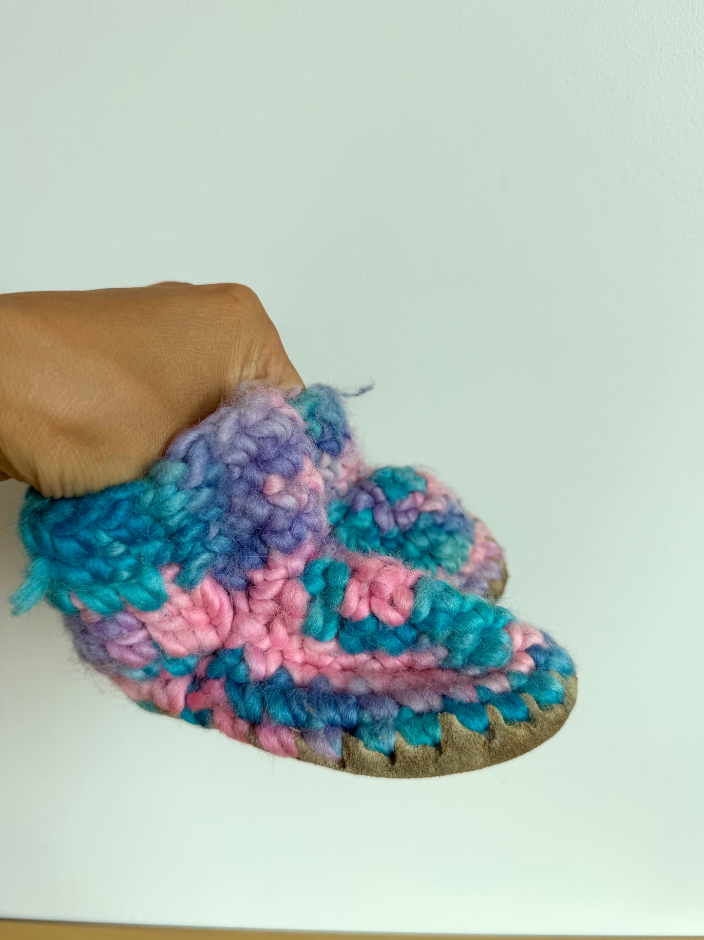 Handmade Colorful Knit Slippers / Size 4 Toddler? (No Shipping)