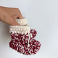 Handmade Knit Red Wool Slippers / 3-6m?