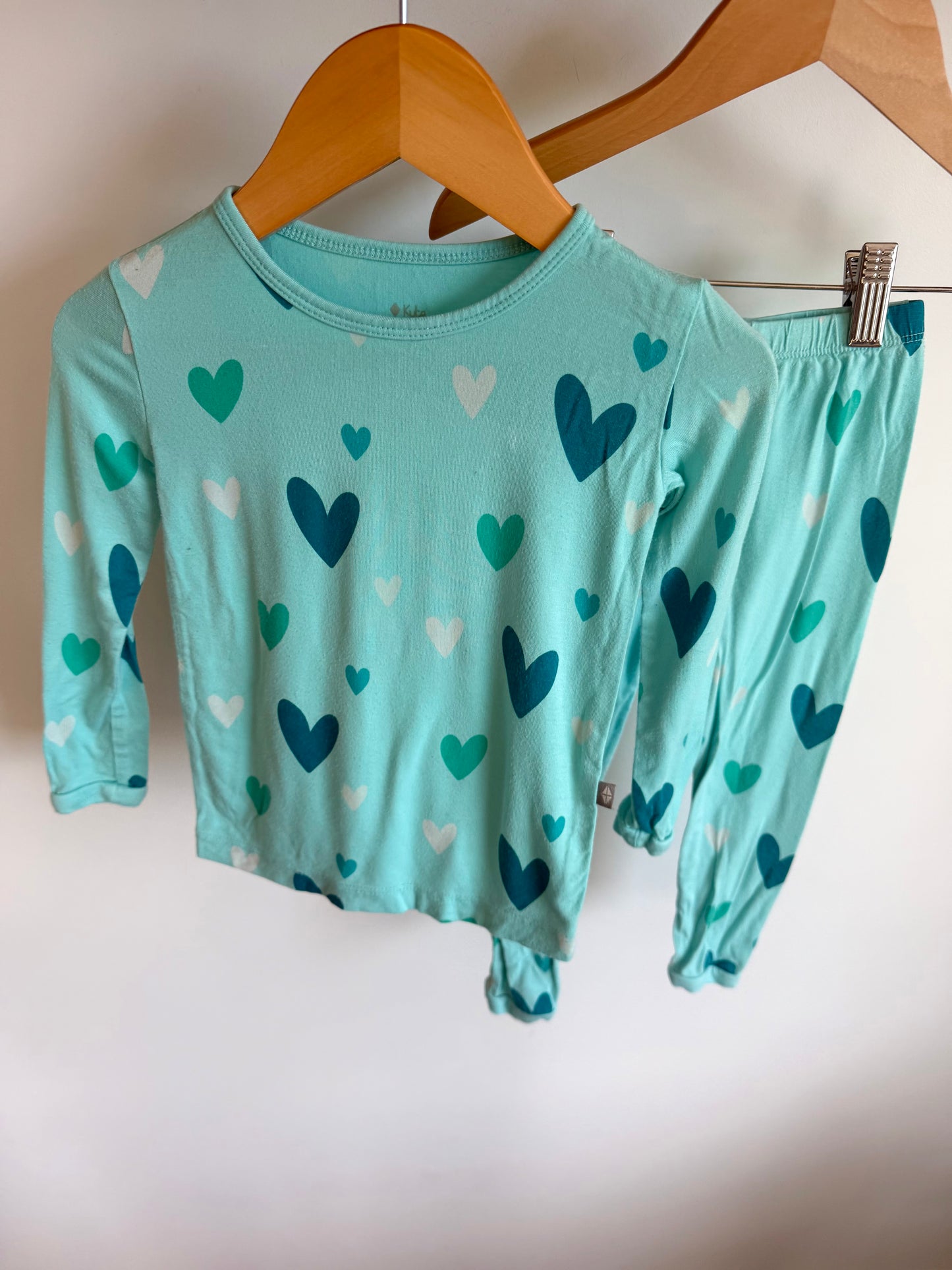 Kyte Bamboo Teal Heart PJ Set / 2T