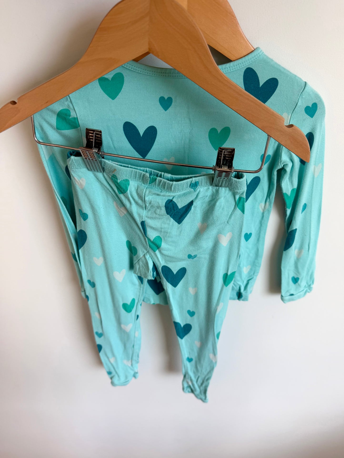 Kyte Bamboo Teal Heart PJ Set / 2T
