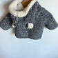 Fleece Lined Button Bear Hood Sweater / 0-3m
