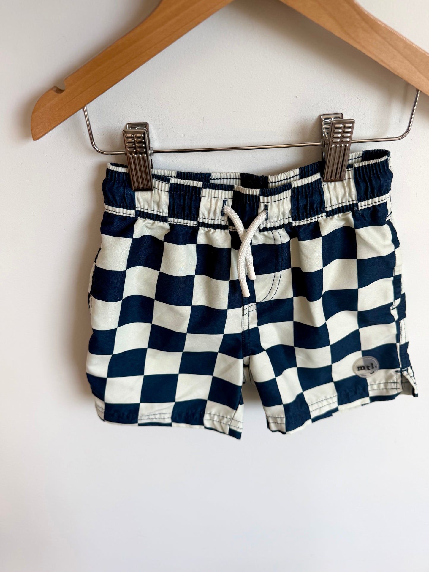 Miles Blue Checkered Shorts / 3T
