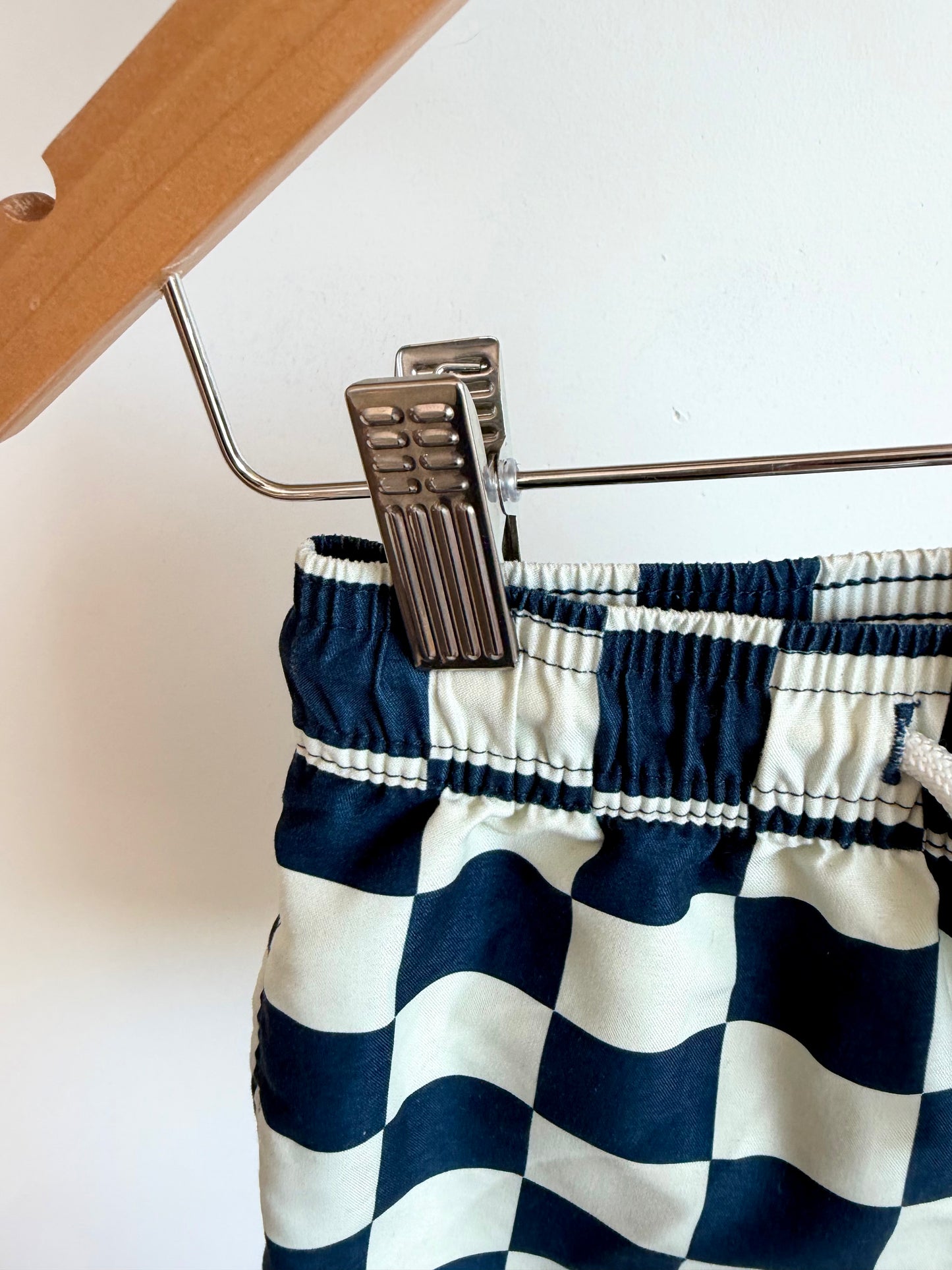 Miles Blue Checkered Shorts / 3T