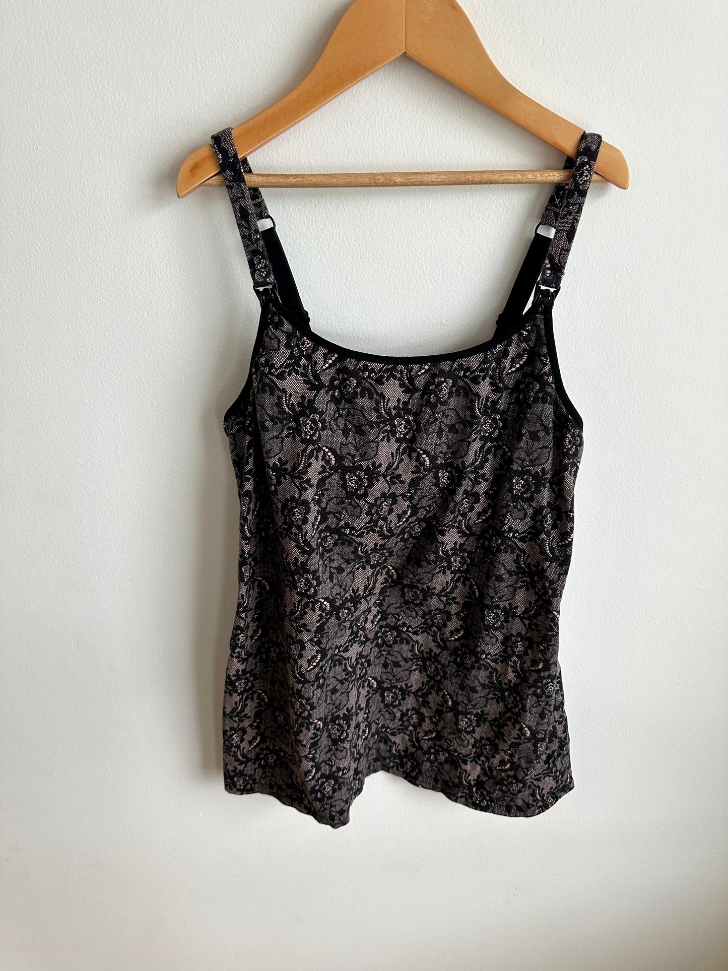 Floral Black Nursing Top / M