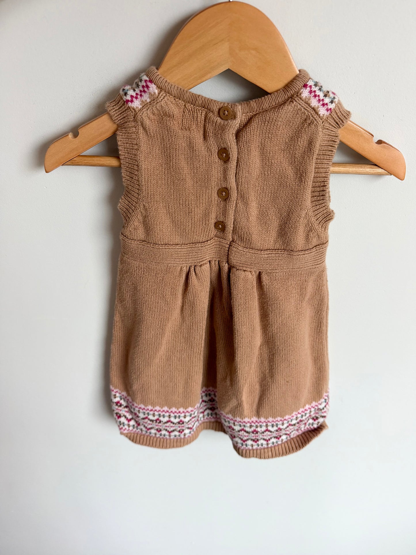 Nordic Pattern Tan Dress / 12-18m