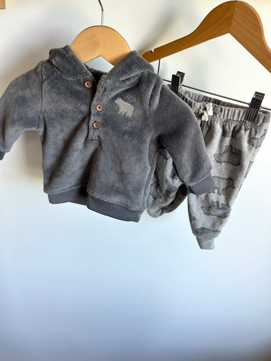 Bear Fleece Hoodie + Pants Set / 3-6m