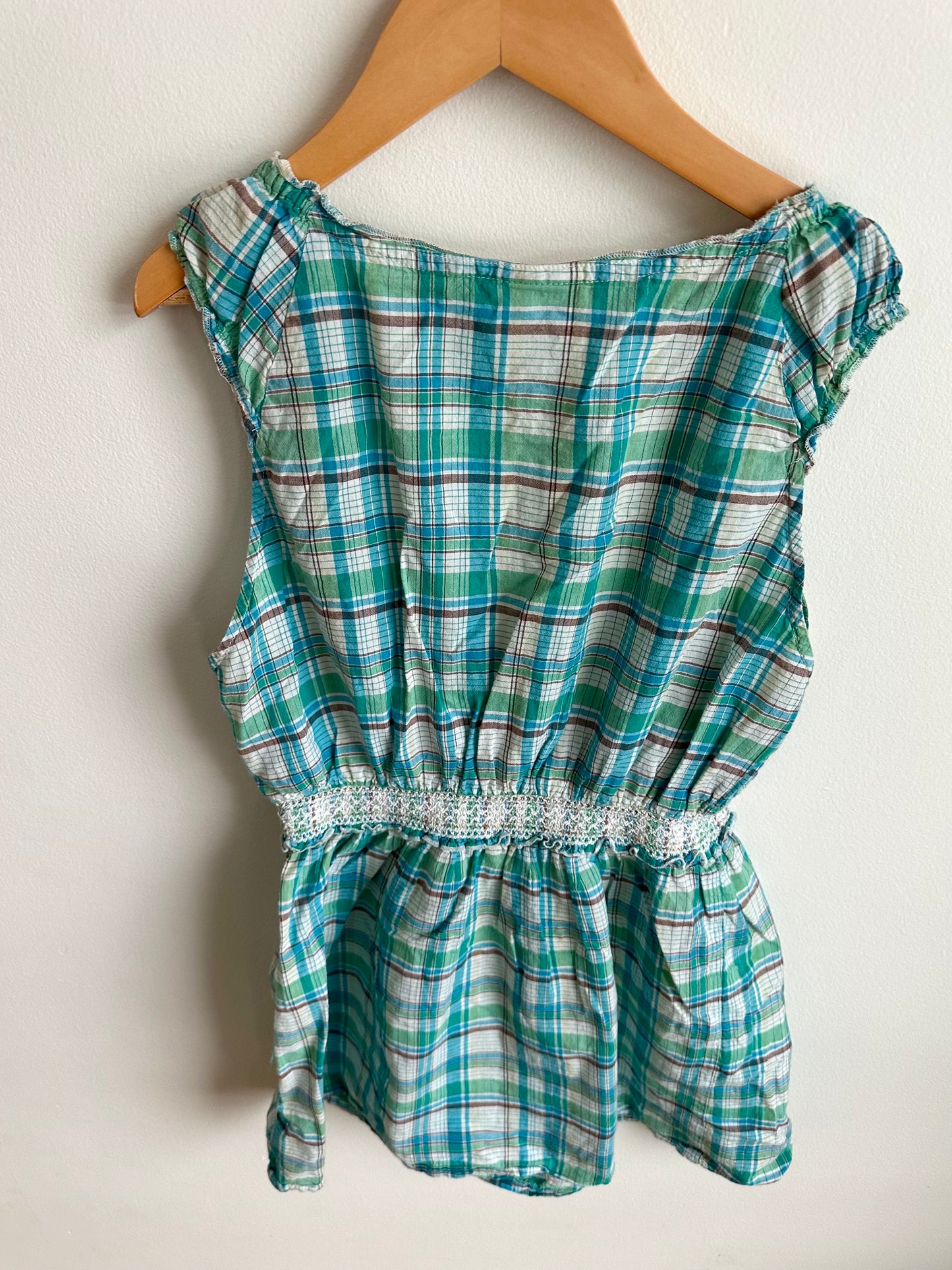 Blue Plaid Maternity Top / M