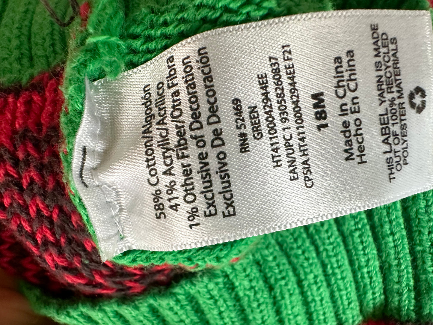 Santa Green Sweater / 18m