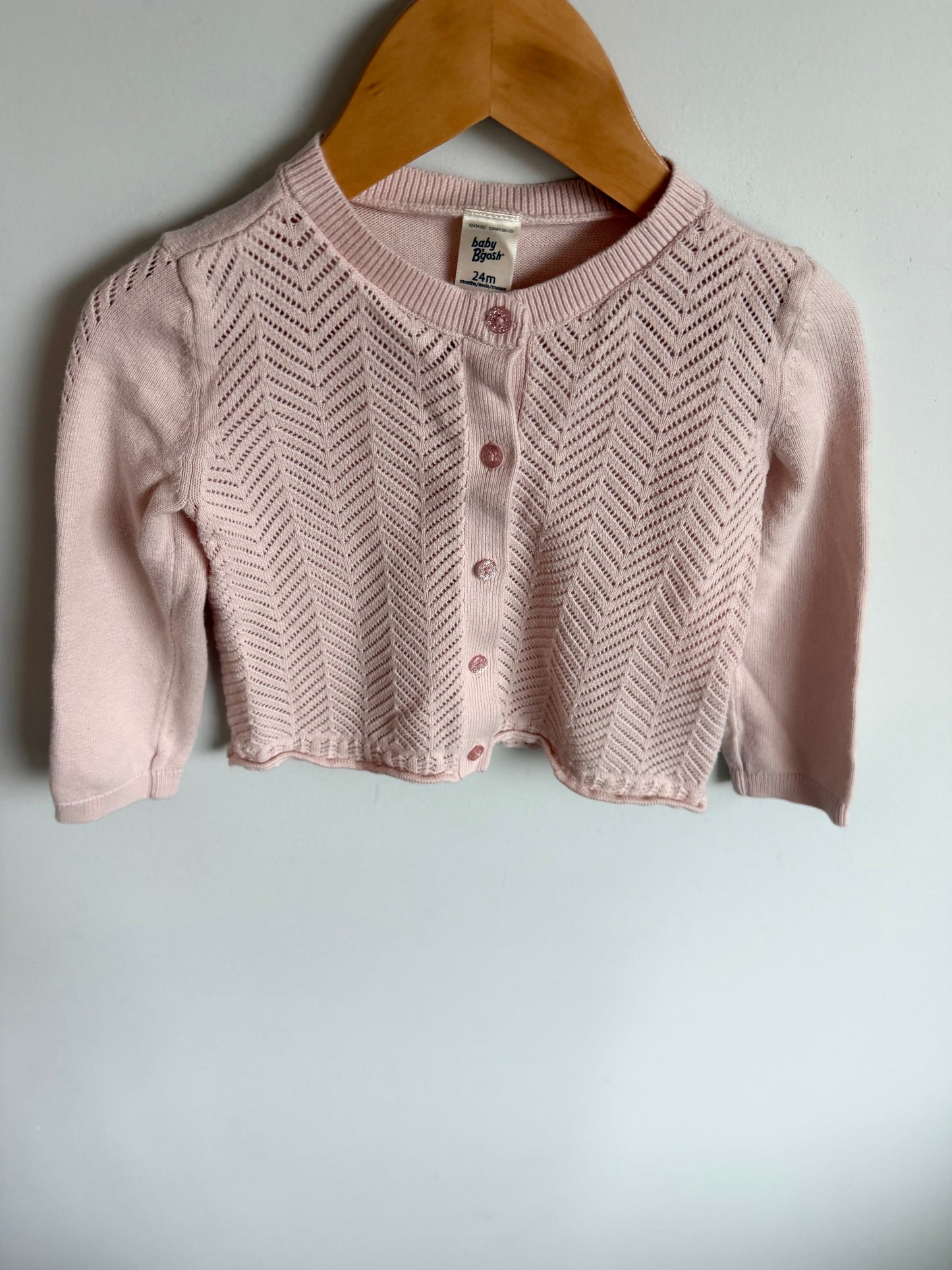 Pink Eyelet Cardigan / 24m