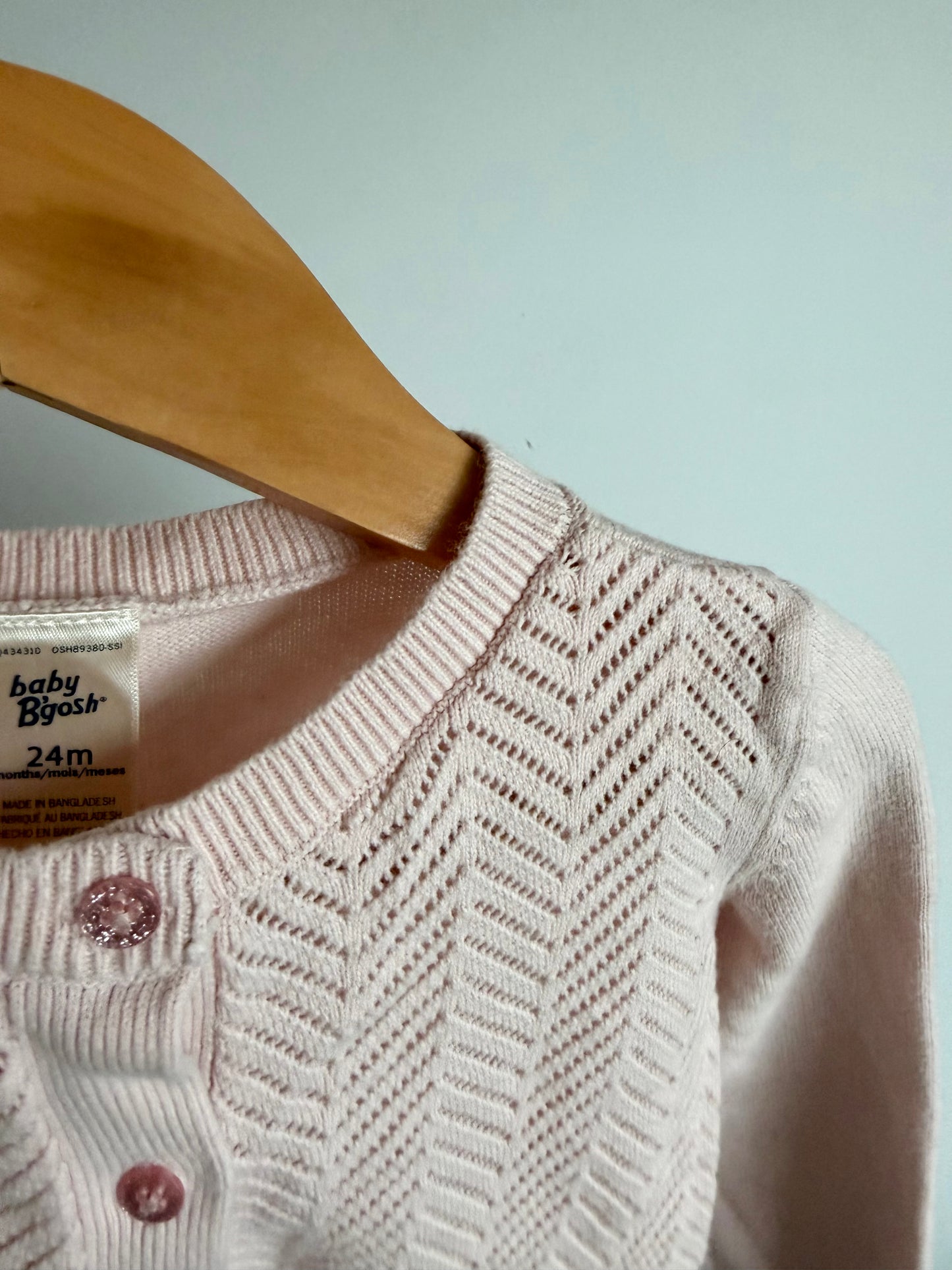 Pink Eyelet Cardigan / 24m