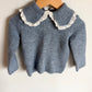 Grey Eyelet Collar Sweater / 12-18m