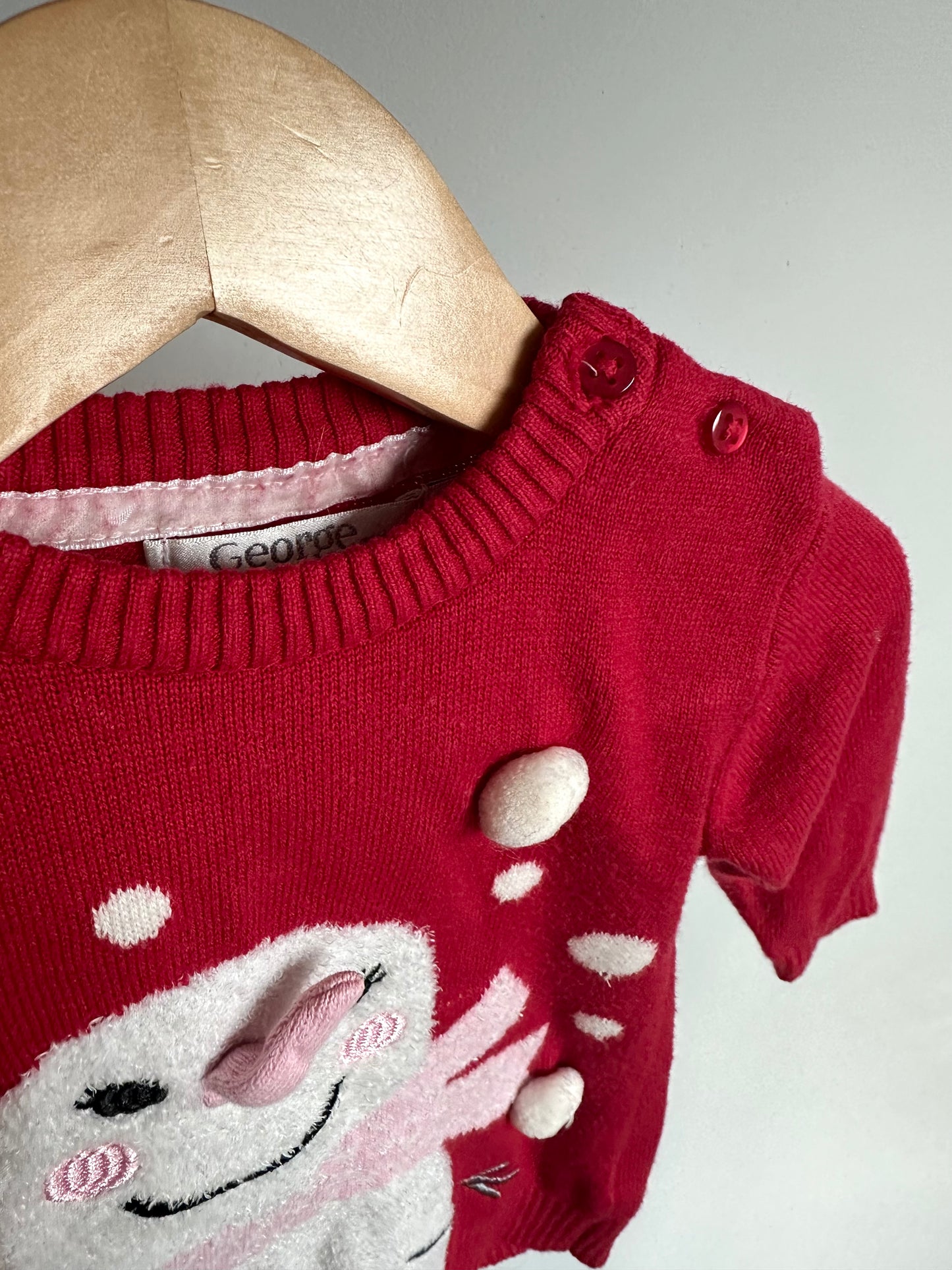 Red Christmas Snowman Sweater / 3-6m