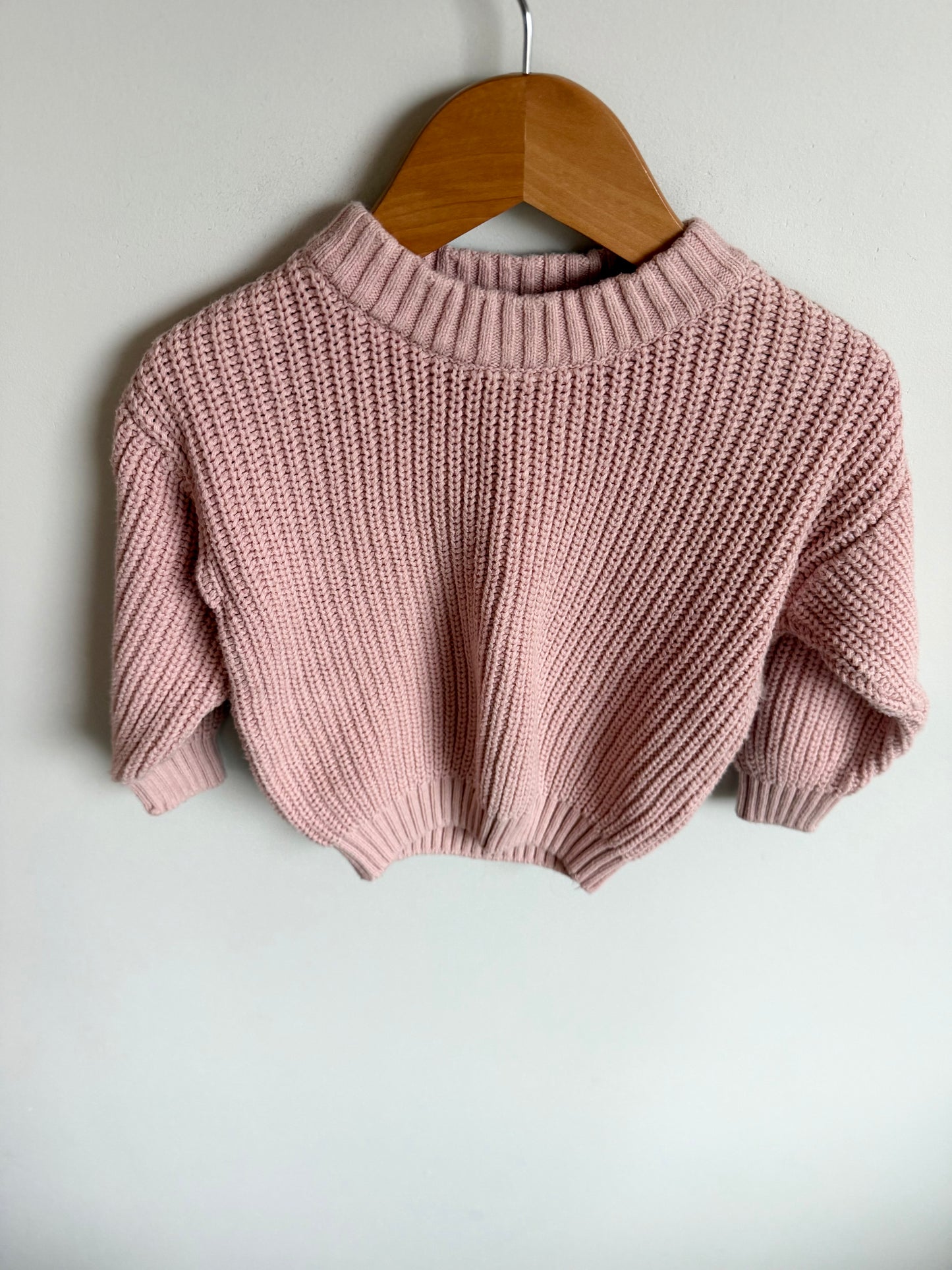 Pink Chunky Knit Sweater / 18m