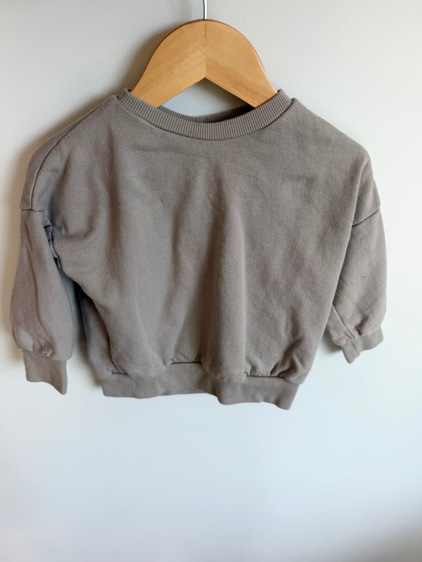 Teddy Little Taupe Boxy Crewneck / 18-24m