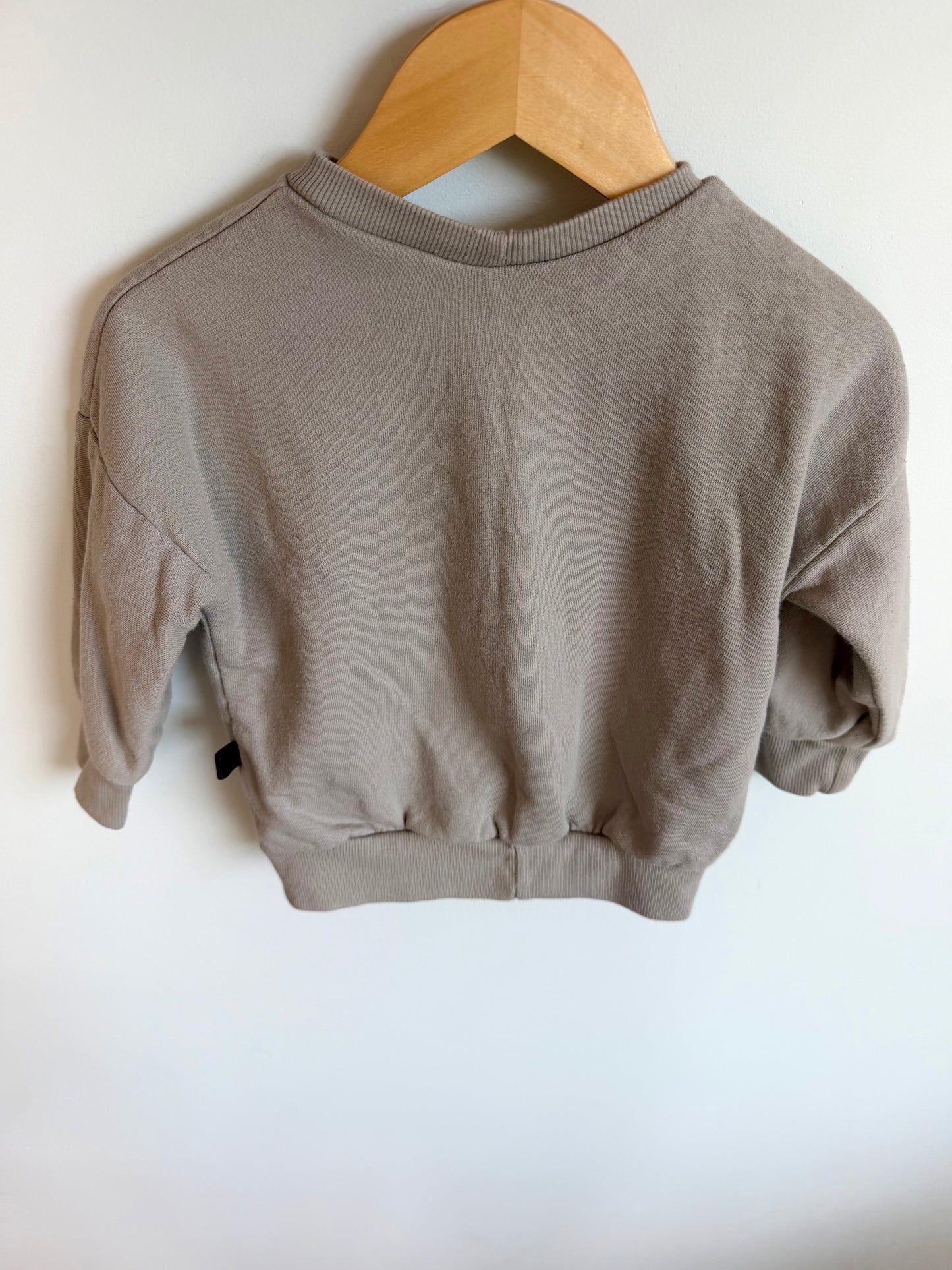 Teddy Little Taupe Boxy Crewneck / 18-24m
