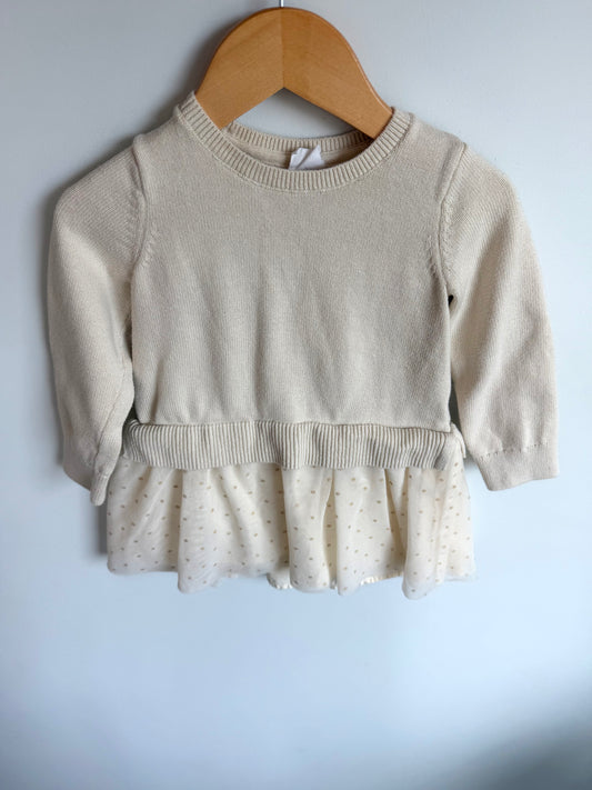 Cream Sweater Tulle Dress / 18-24