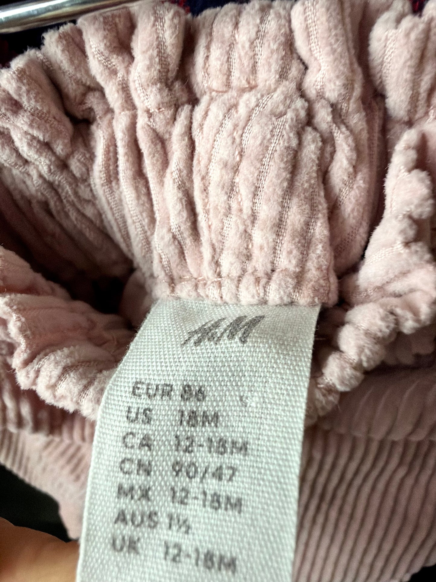 H&M Corduroy Pink Pants / 12-18m