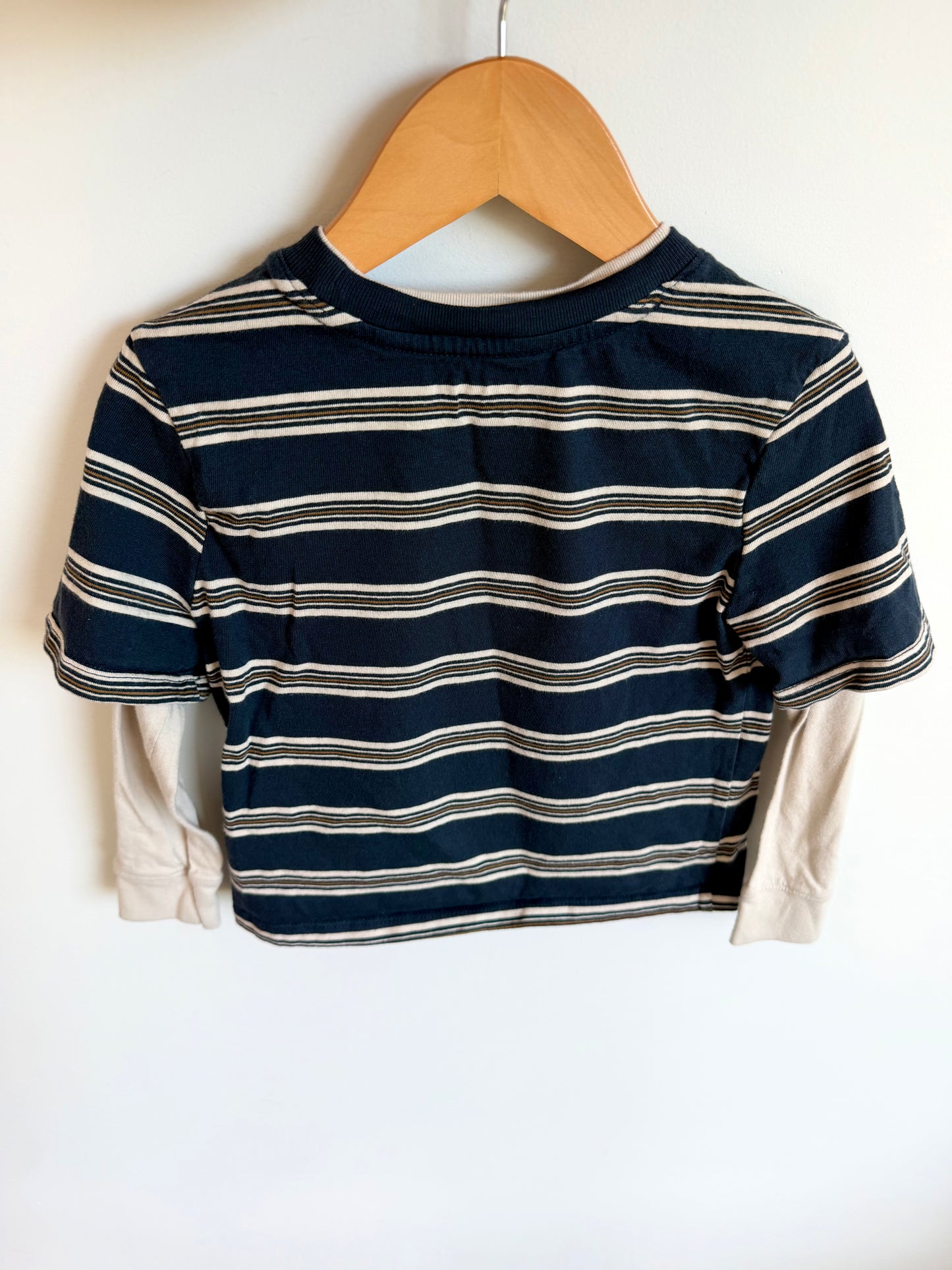 Navy Striped Layered Long-sleeve / 4T