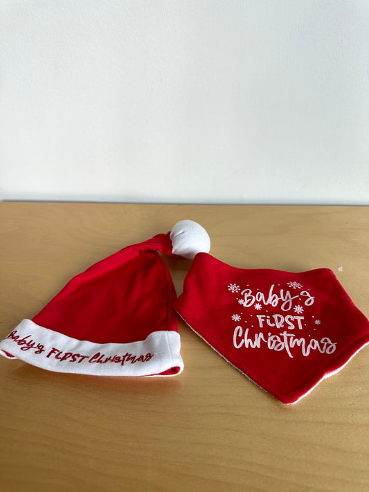 My First Christmas Hat + Red Bib / 4-12m?
